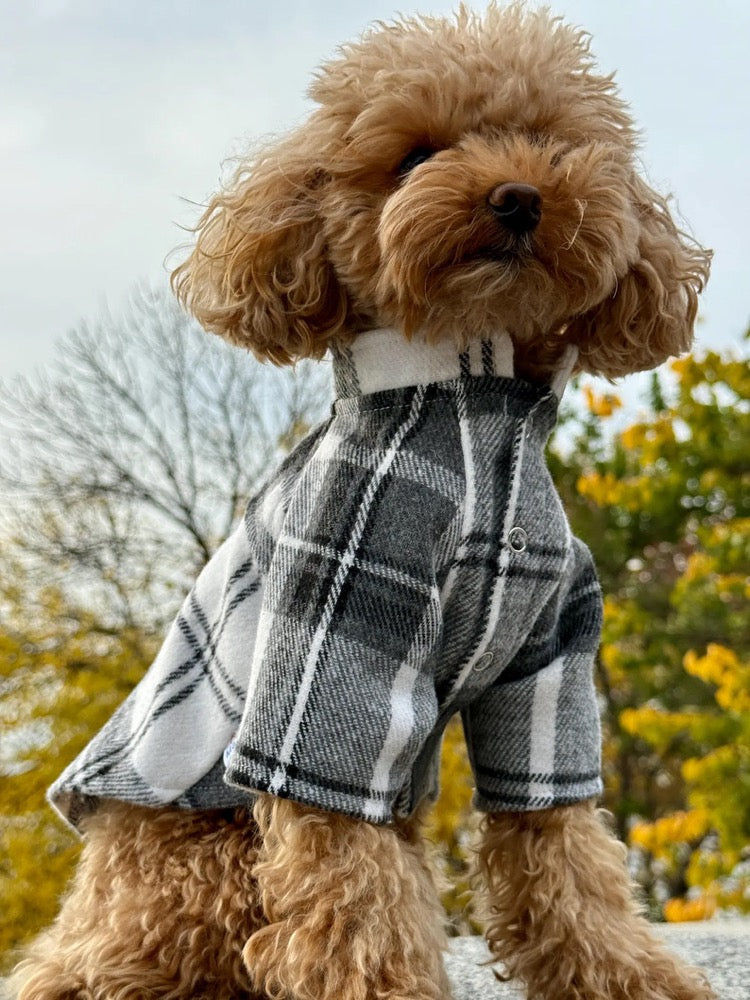 Cozy Plaid Flannel Dog Shirt, Small Breed Puppy Outfit