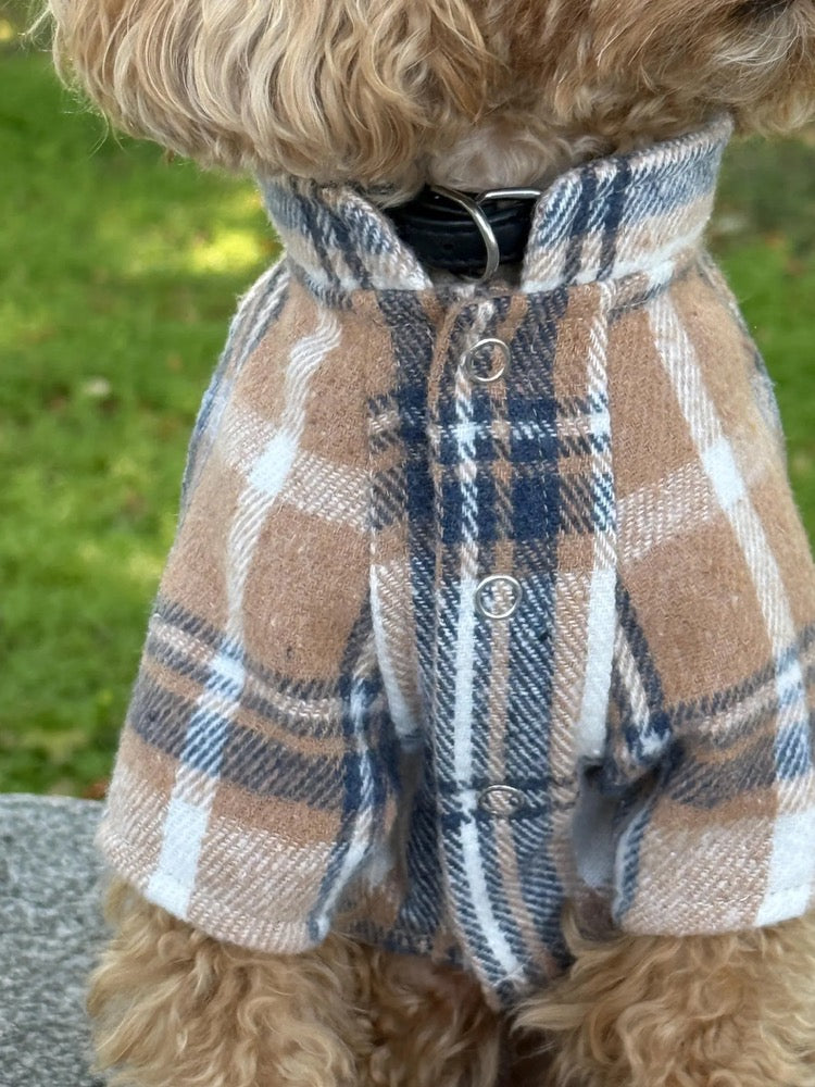 Cozy Plaid Flannel Dog Shirt, Small Breed Puppy Outfit