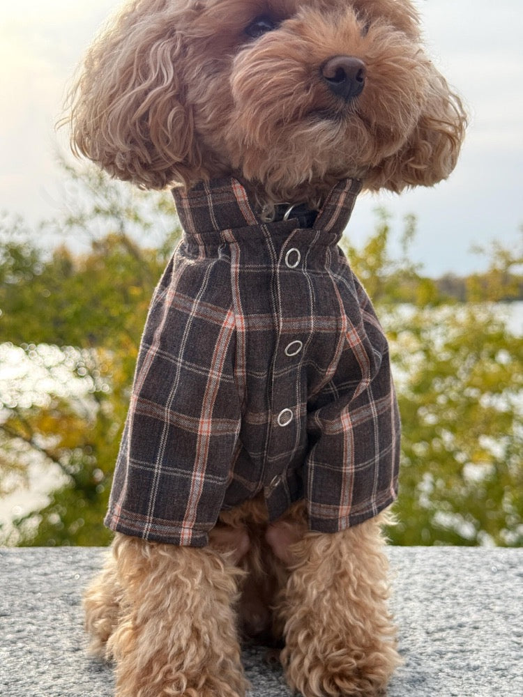 Handmade Plaid Dog Shirt, Stylish Small Dog Apparel