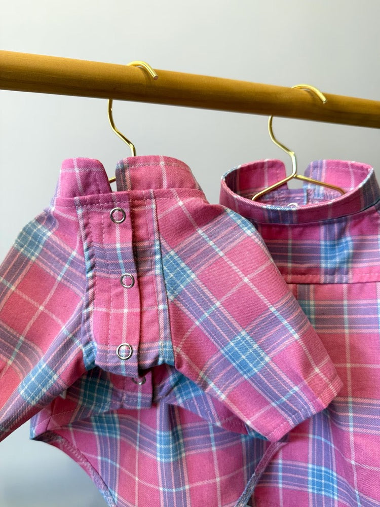 Pink Plaid Dog Shirt, Lightweight Summer Dog Clothes, Small Dog Shirt, Cute Puppy Outfit, Breathable Dog Apparel for Small & Medium Dogs