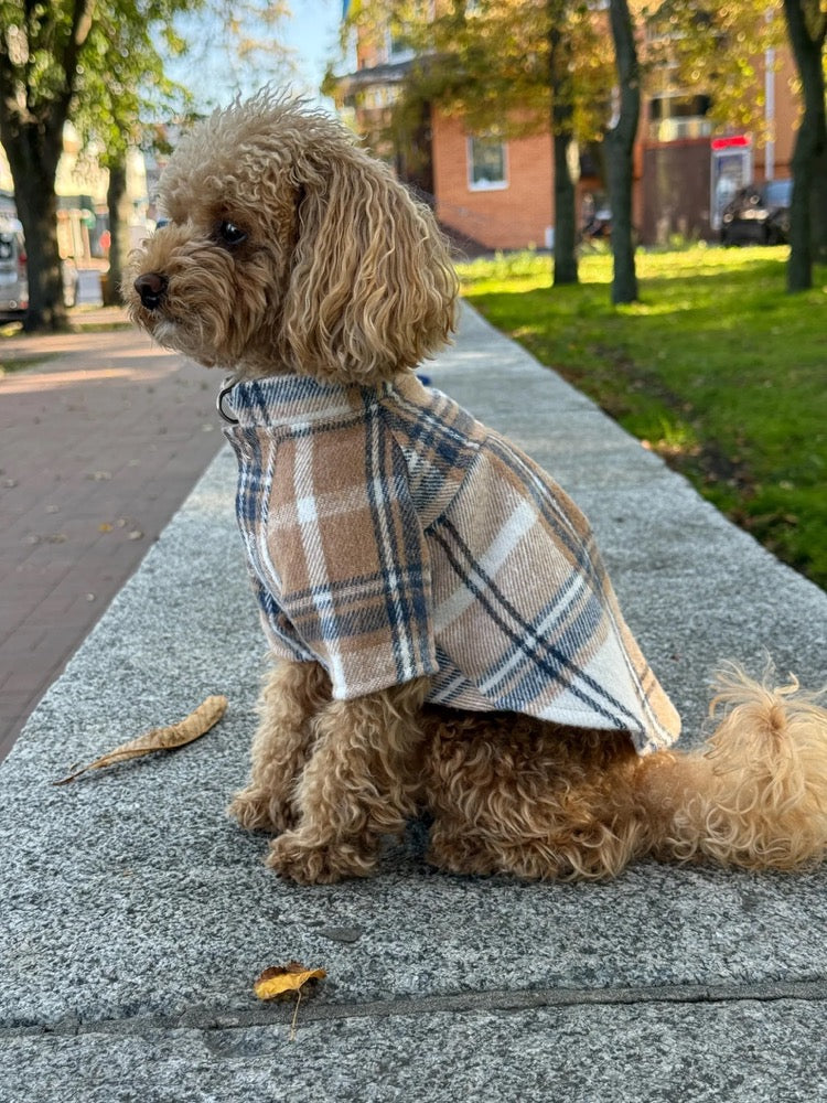 Cozy Plaid Flannel Dog Shirt, Small Breed Puppy Outfit